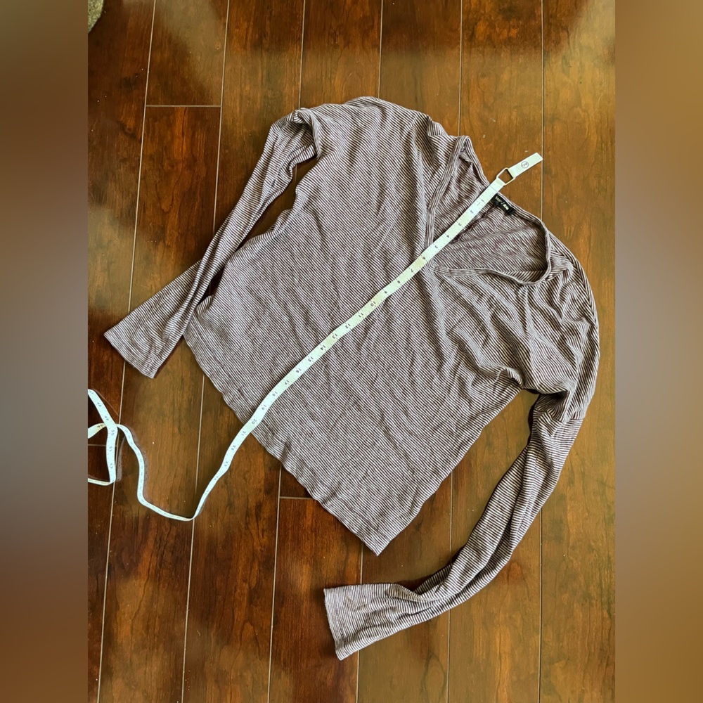 Rag & Bone Theo Purple Striped V-neck Long Sleeve Tee Shirt